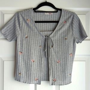 2/$20 - SO Juniors Gray Tank with Floral Tie Shirt Set Size M/L